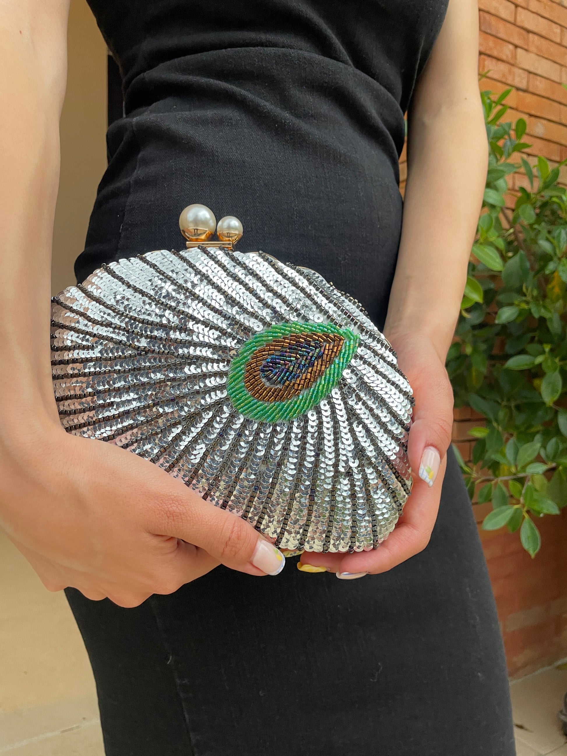 Royale Feather Silver - Bolso de Mano