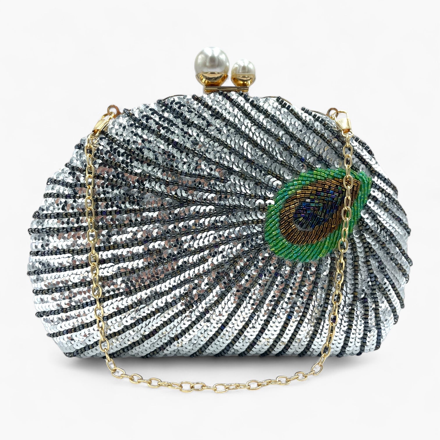 Royale Feather Silver - Bolso de Mano