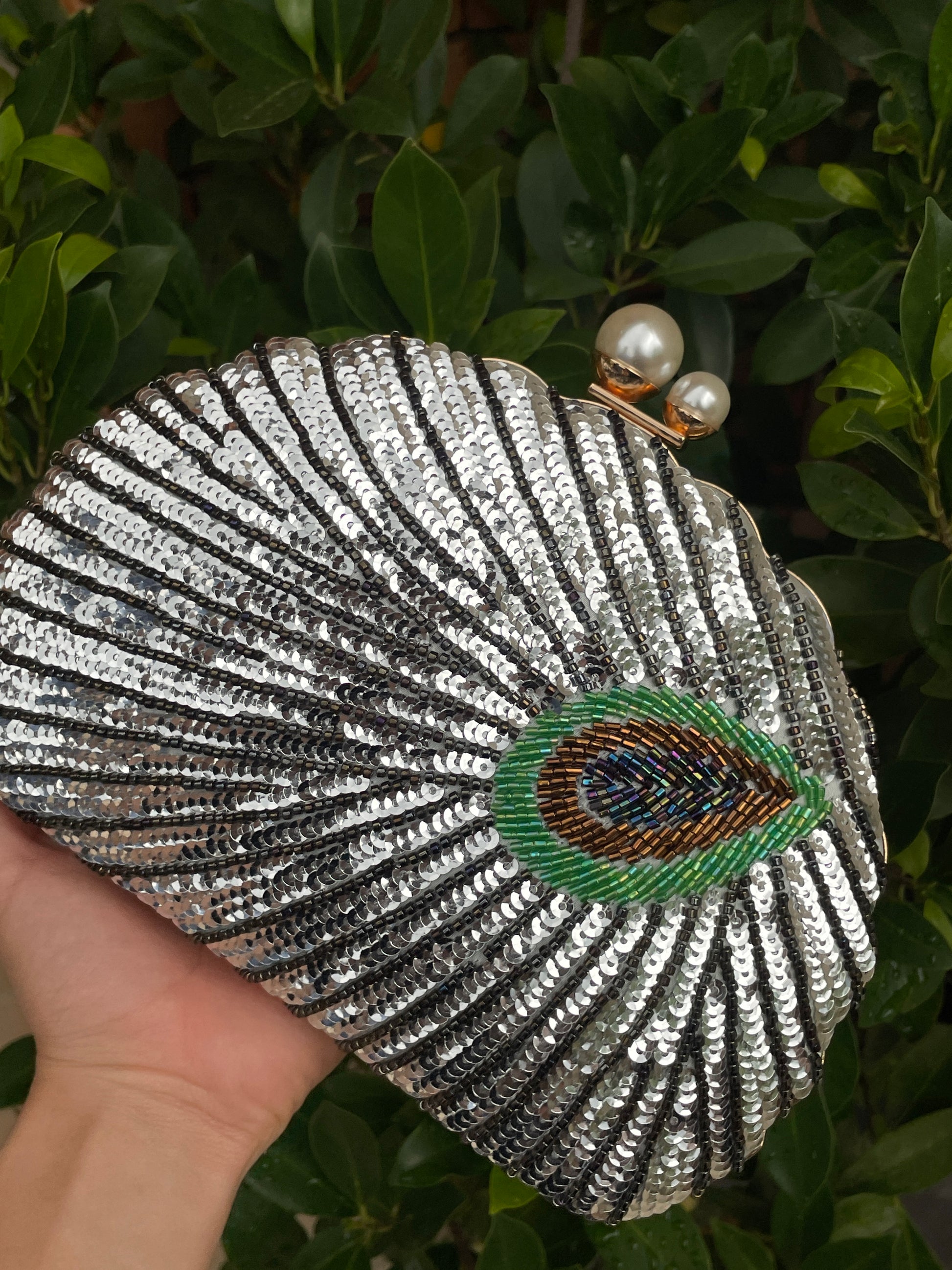 Royale Feather Silver Bolso de Mano