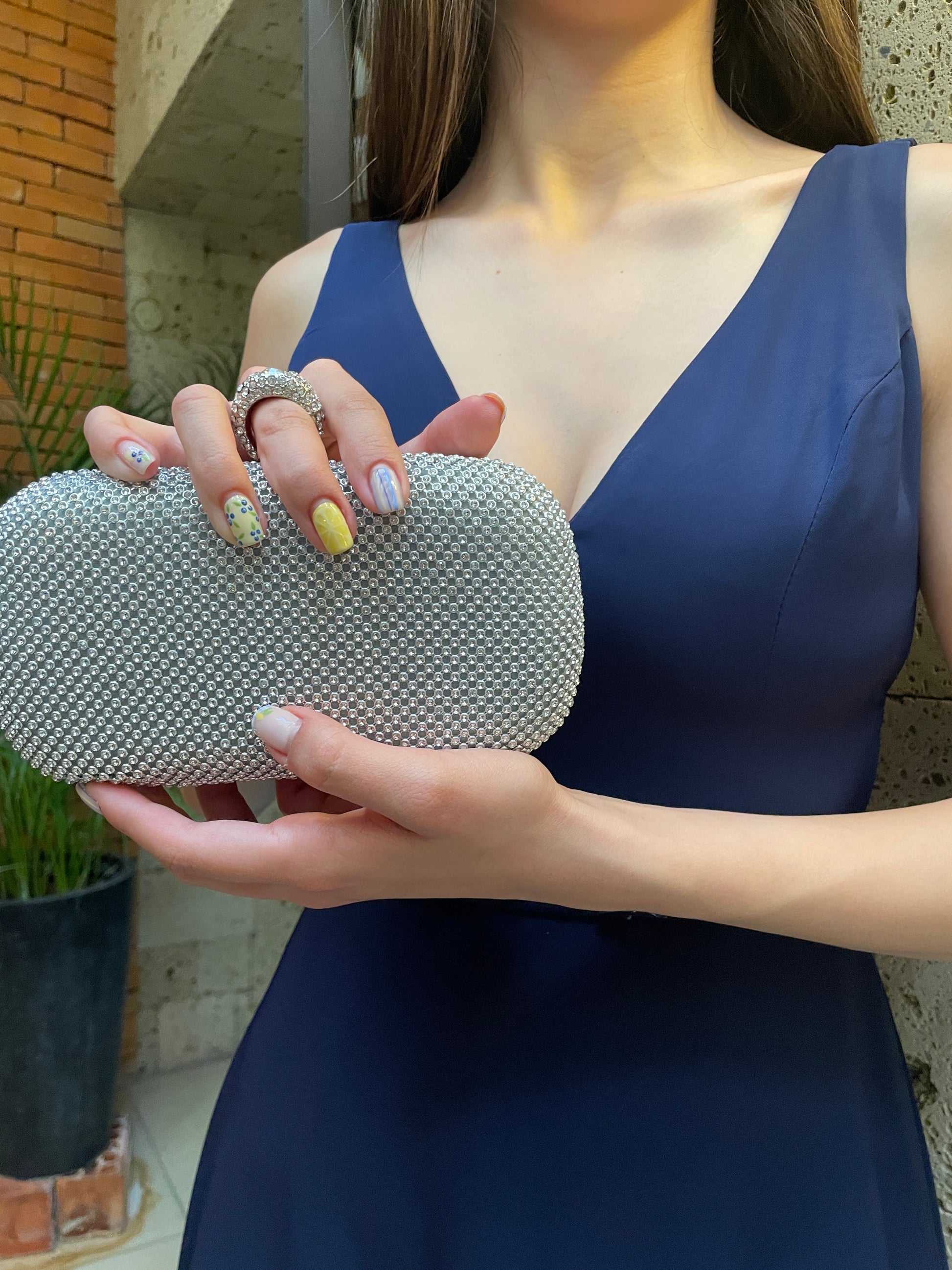 Radiant Mesh Silver Bolso de Mano